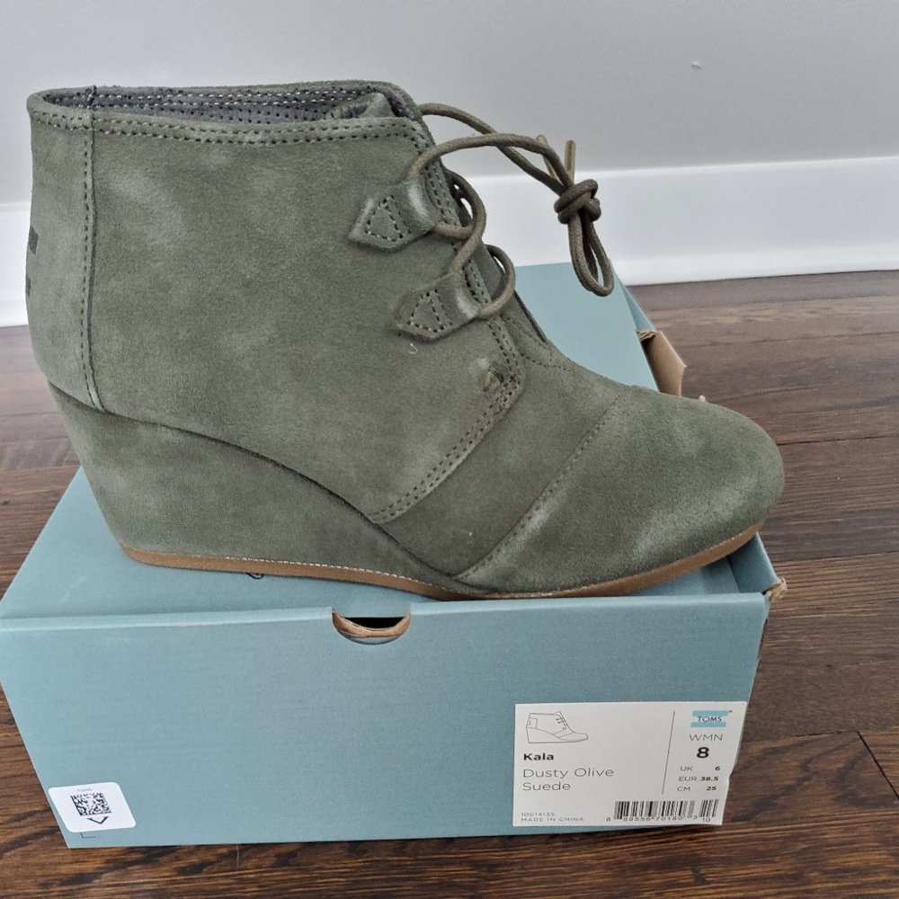 "Dusty Olive Suede" bootie by TOMS